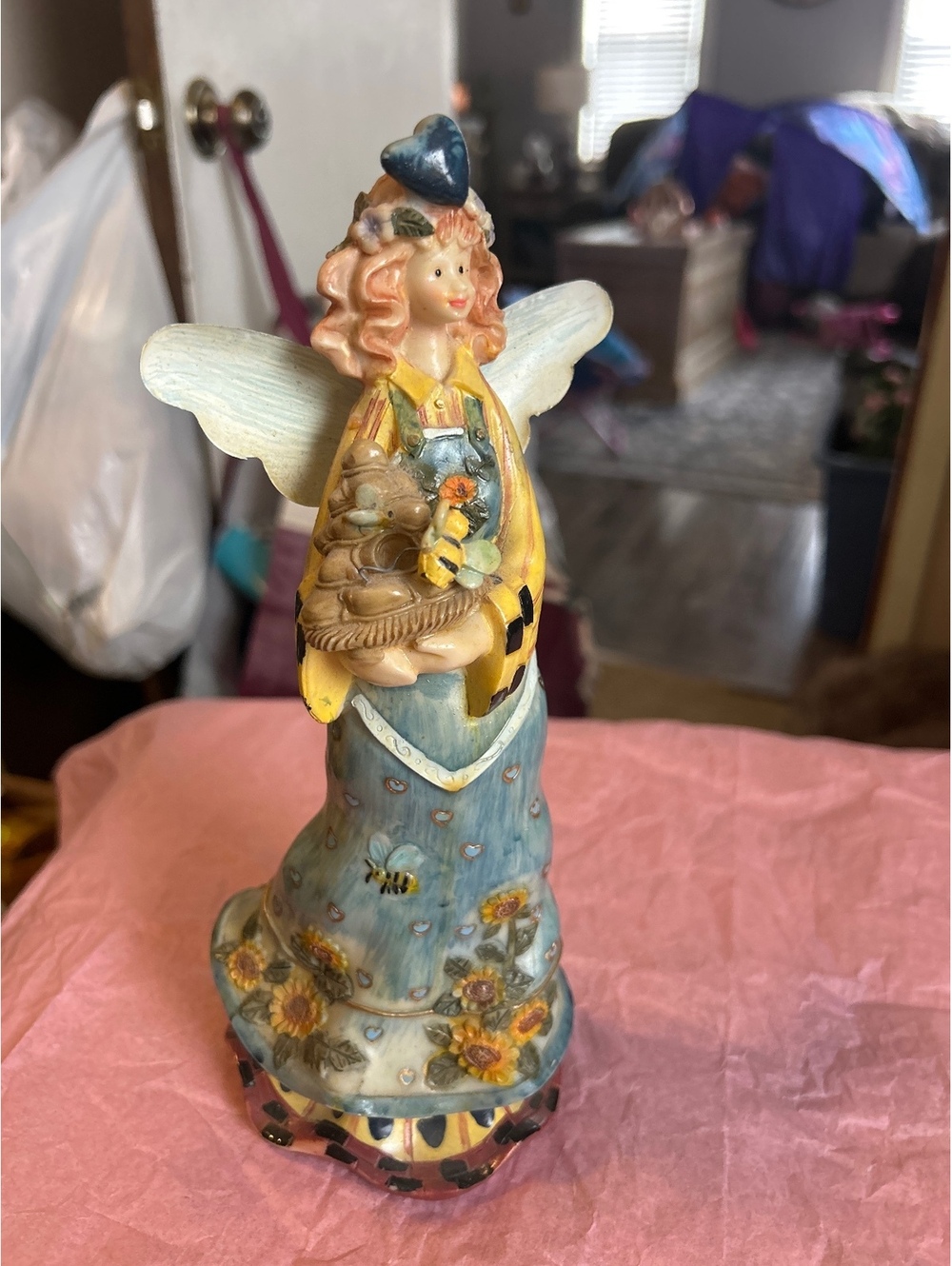 Vintage sunflower 9” angel